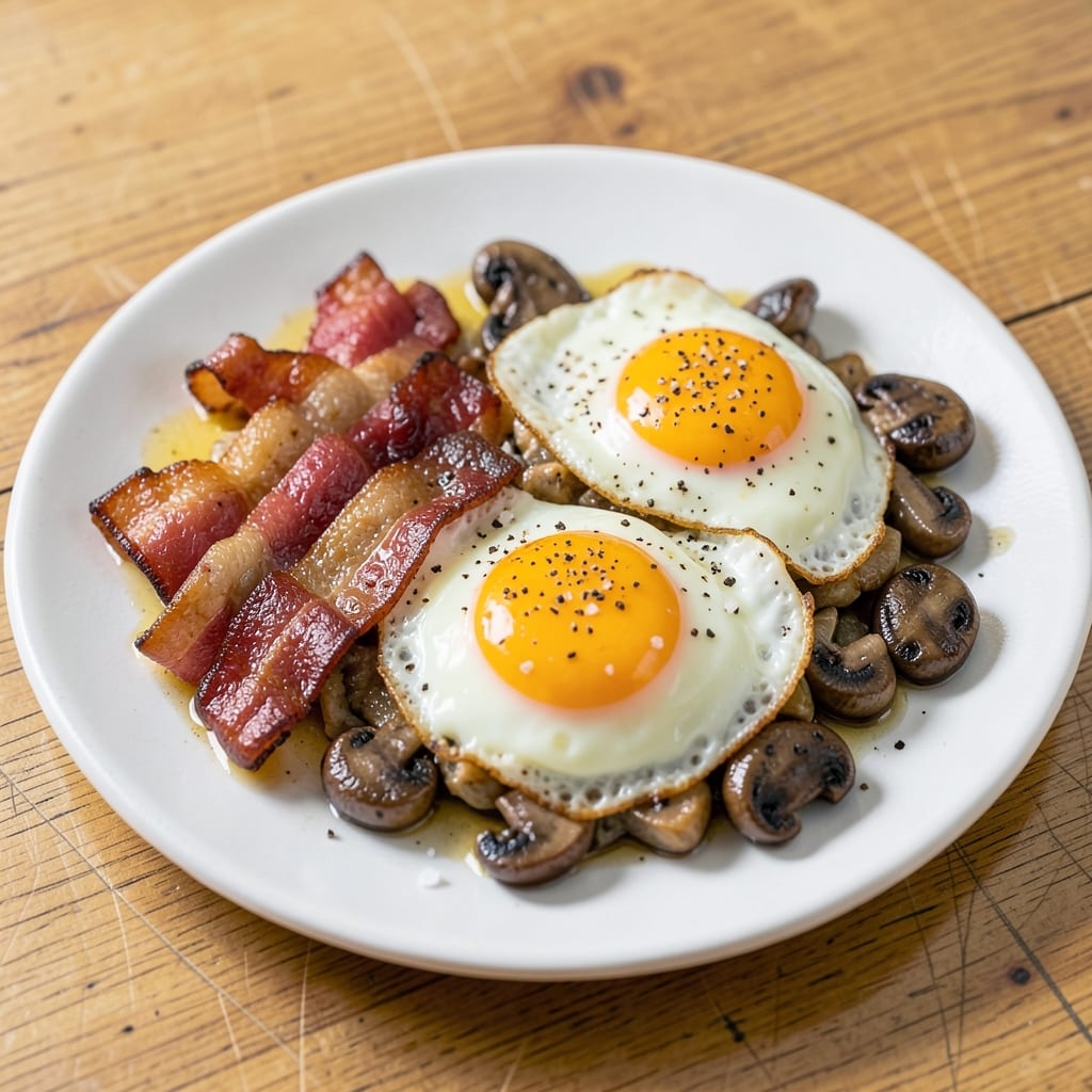 Egg Bacon Mushroom Breakfast Recipe: Savory Scramble With Crispy Edges and Runny Yolks