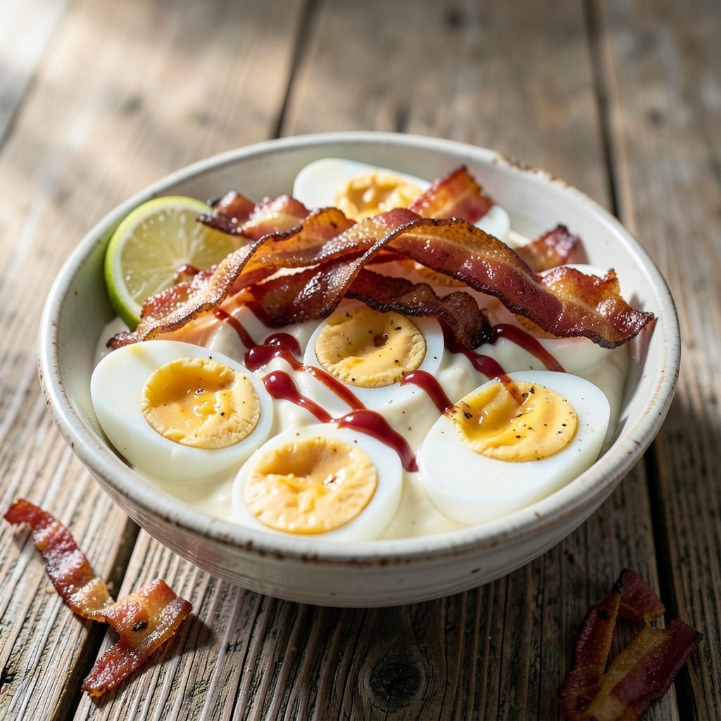 Deviled Egg Dip with Bacon Recipe: Crispy Bacon Bites and Creamy Yolk Magic