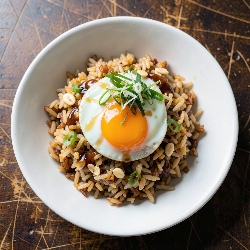 Easy Fried Rice Recipe with Egg and Soy Sauce: Crispy Rice Bites with Silky Yolk Ribbons