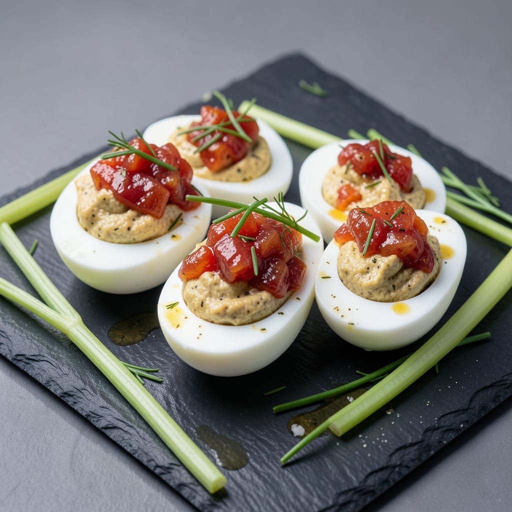 Deviled Egg Recipe with Relish and Mustard: Crunchy Celery Bites Packed With Bold Flavor