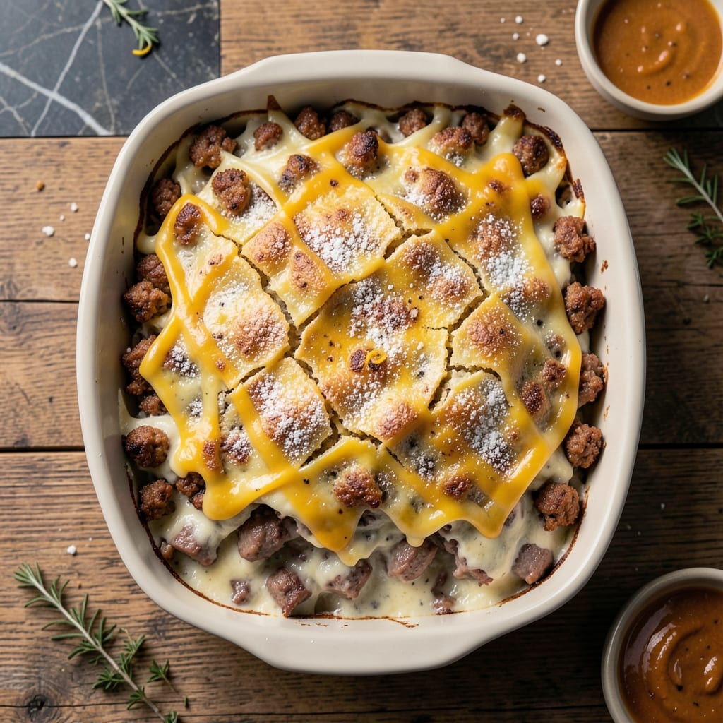 Baked Egg and Sausage Casserole Recipe: Crispy Top, Runny Yolk Magic