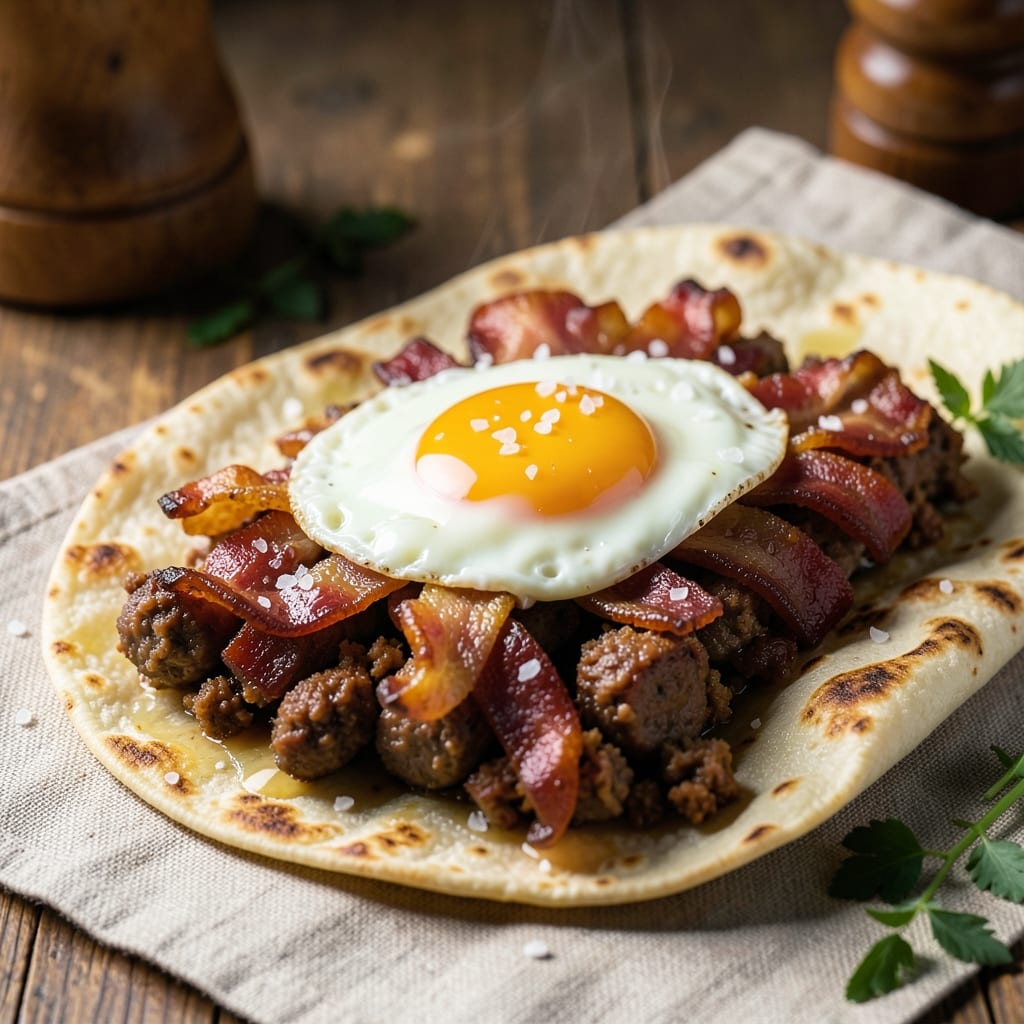 Bacon Sausage and Egg Wraps Recipe: Crispy Tortilla Hugs Savory Breakfast Layers