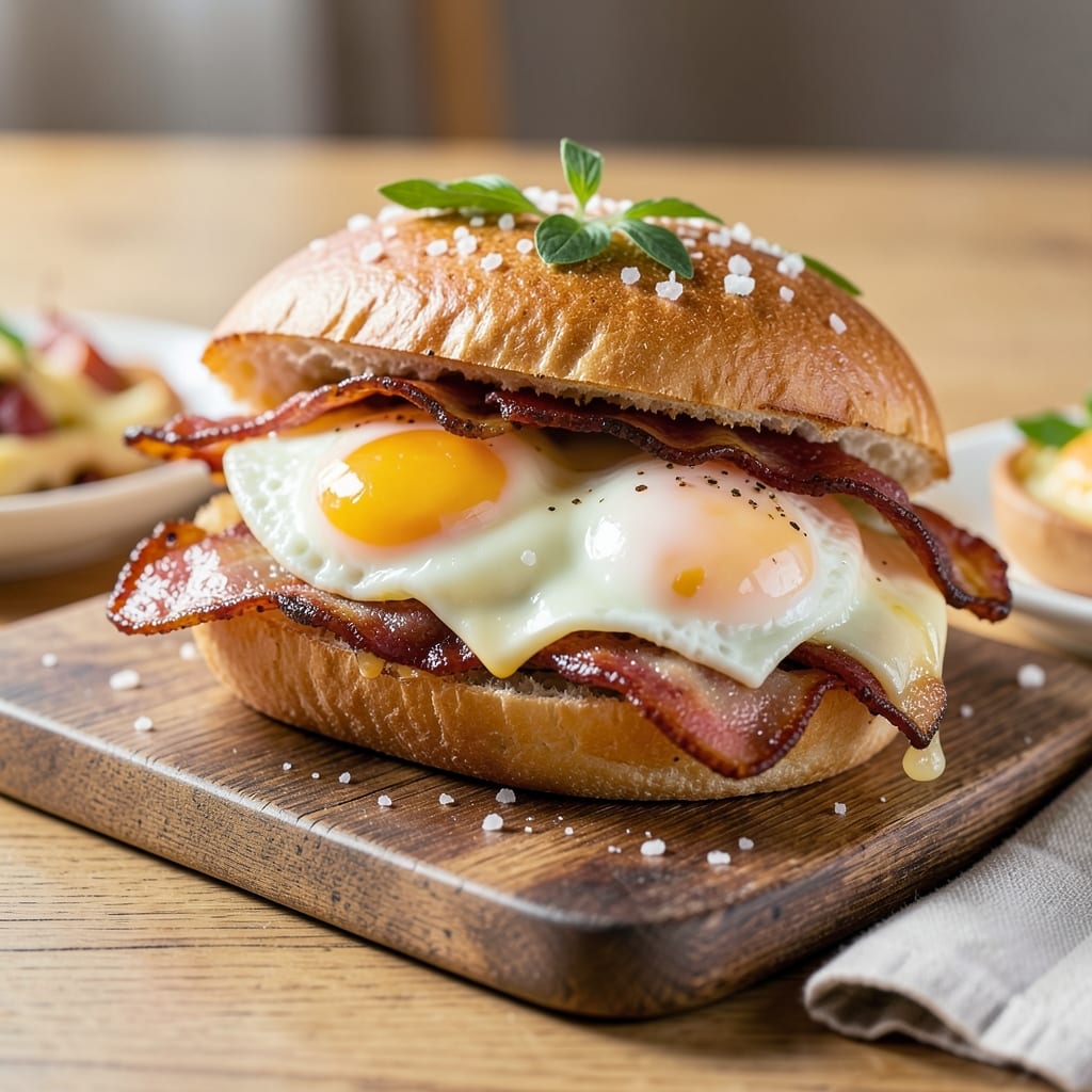 Bacon Egg and Cheese on a Roll Recipe: Crispy Toasted Bites With Runny Yolk Magic