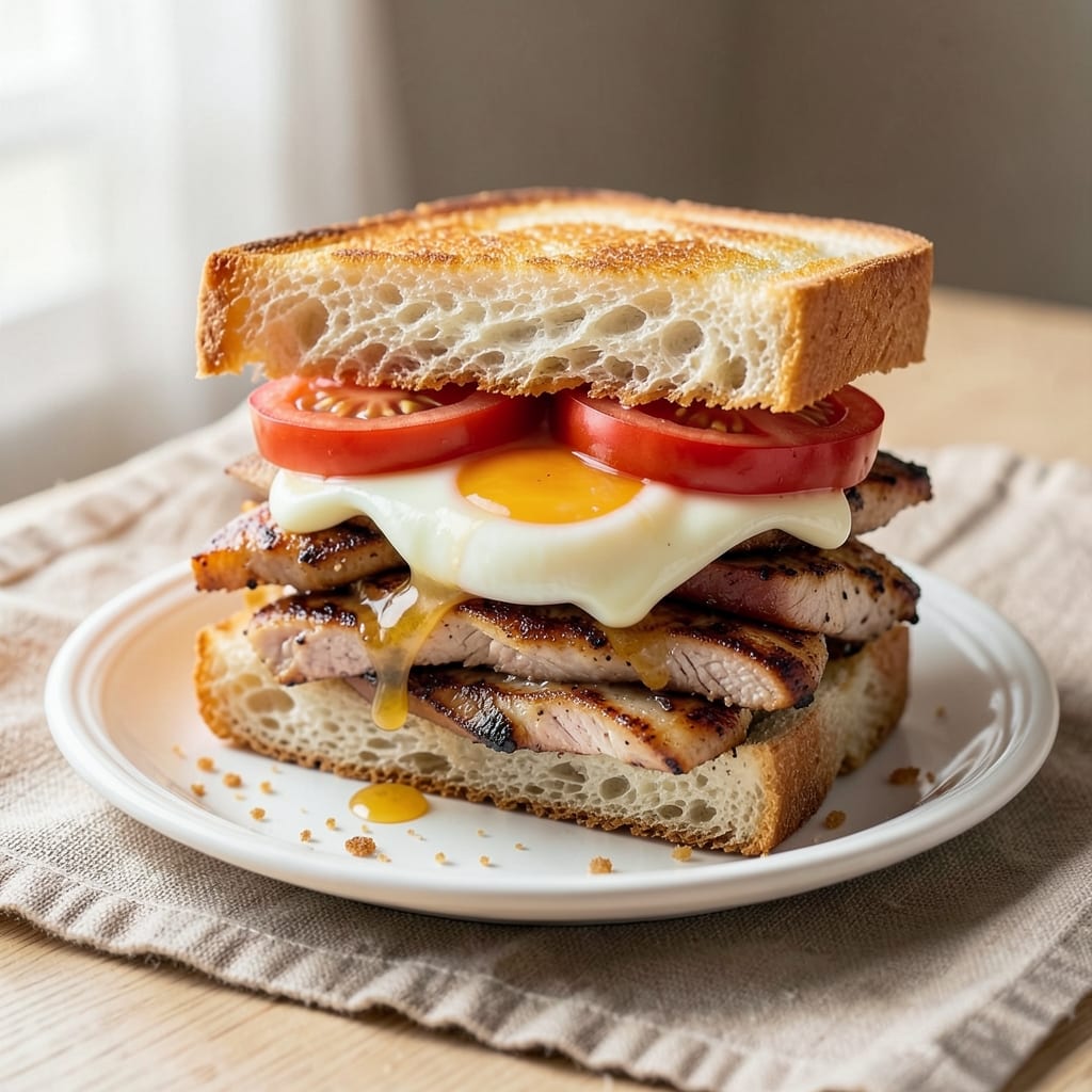 Chicken and Egg Club Sandwich Recipe: Crispy Bread, Silky Yolks, and Herby Layers