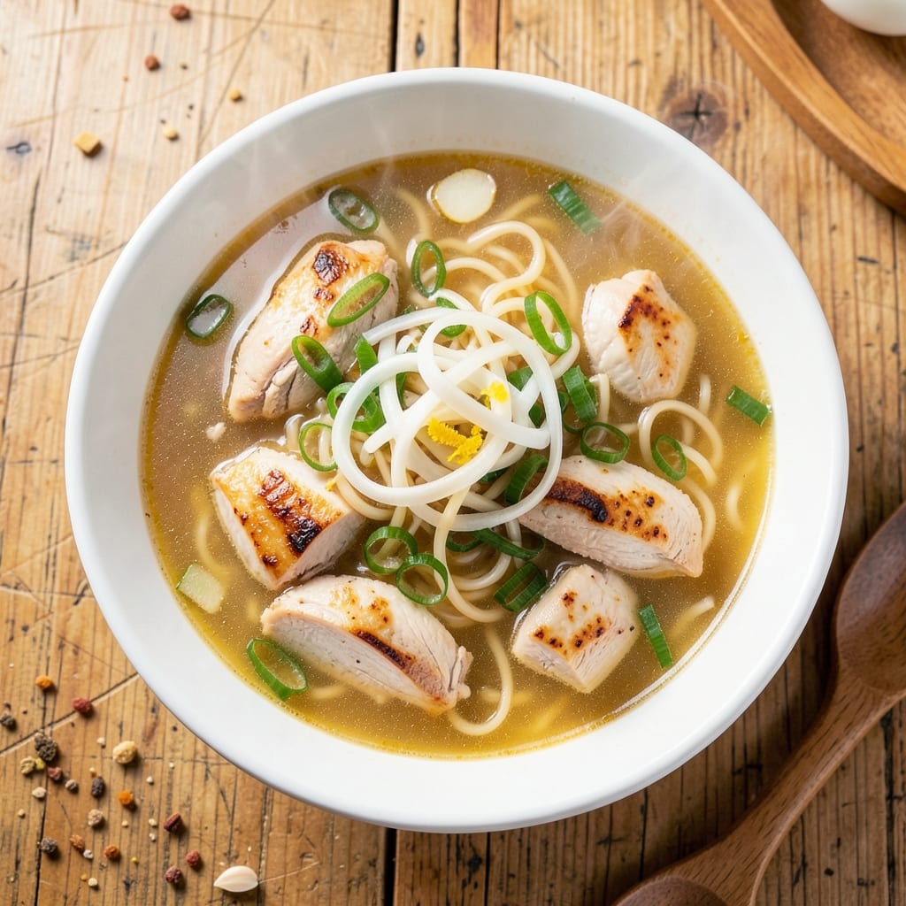 Chicken Noodle Egg Drop Soup Recipe: Silky Egg Ribbons and Slippery Noodles