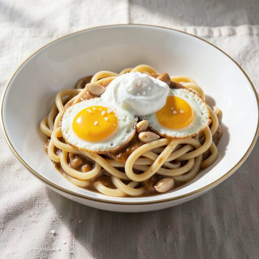 Creamy Cafeteria Noodles Recipe with Egg Noodles: Silky Garlic Butter Coating With Soft-Cooked Eggs