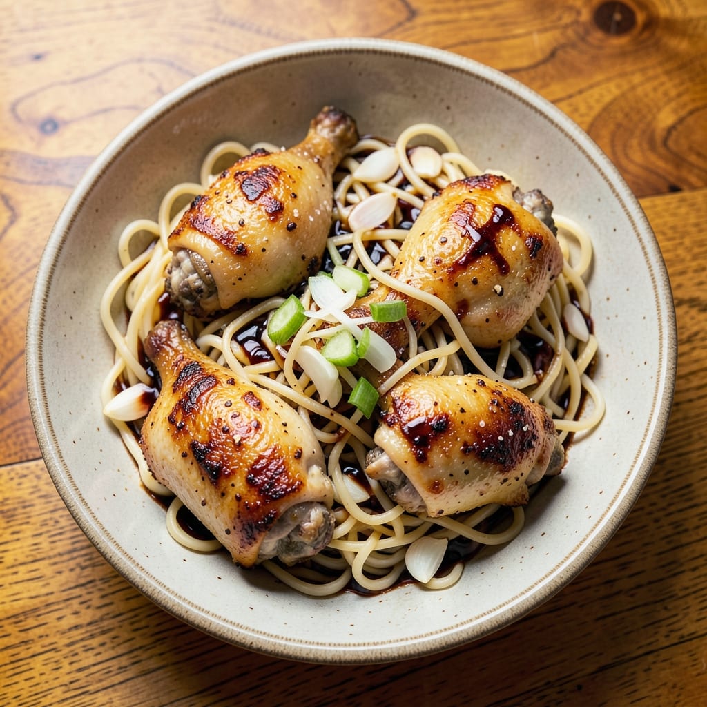 Chicken Legs and Egg Noodles Recipe: Crispy-Skinned, Silky Noodle Harmony