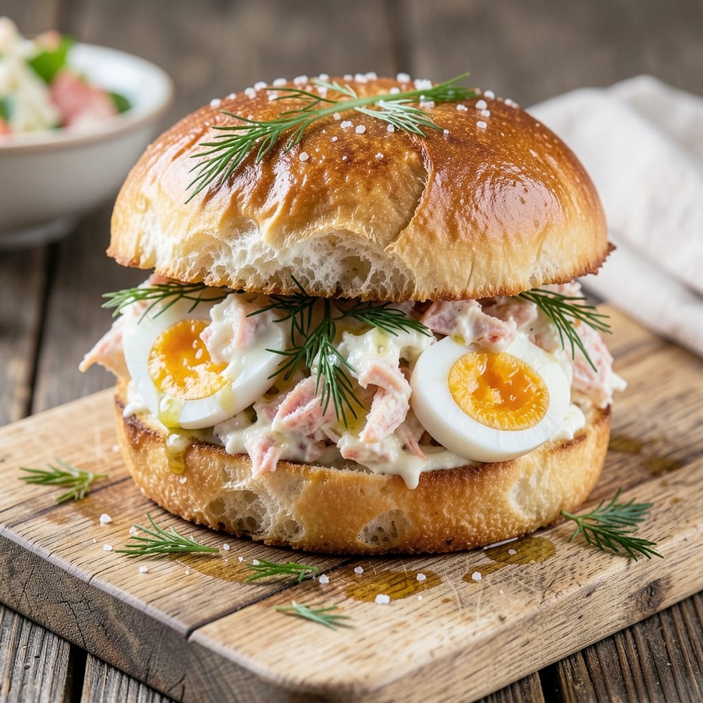 Crab and Egg Salad Sandwich Recipe: Crispy Bread Hugs Luxurious Yolk-Crab Filling
