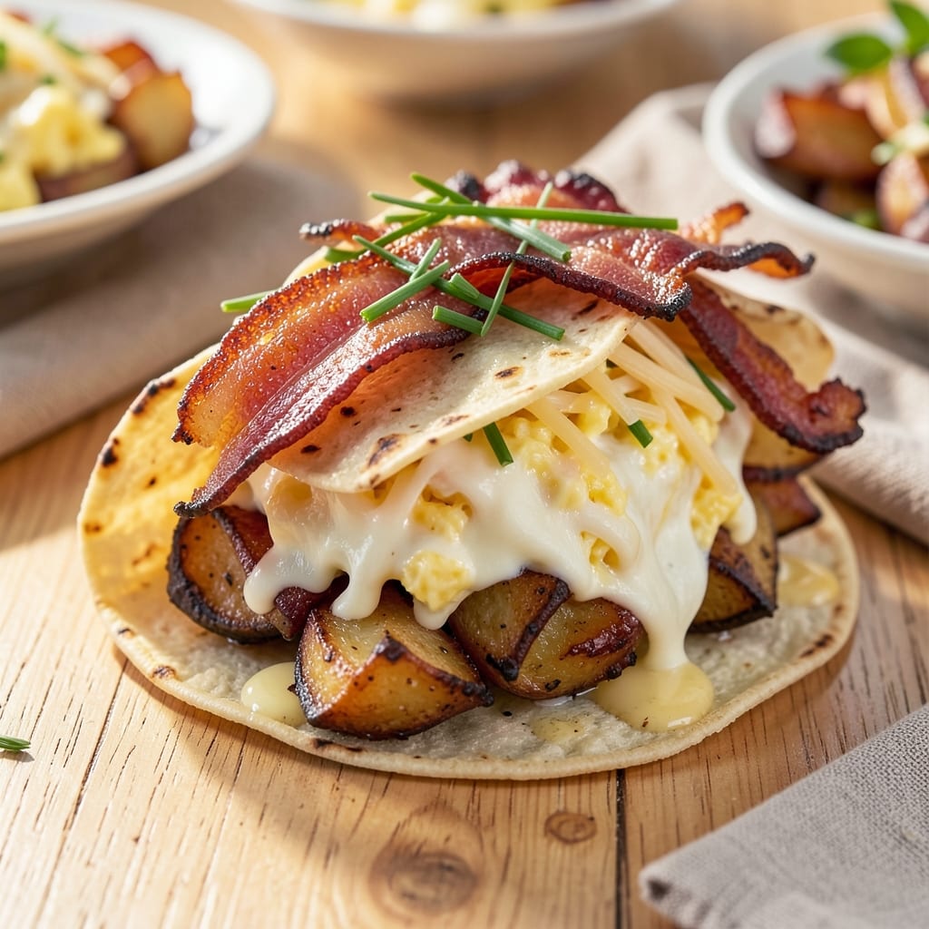 Bacon, Egg, and Potato Breakfast Burritos Recipe: Fluffy Scrambles and Crispy Bacon Wrapped in Tortillas