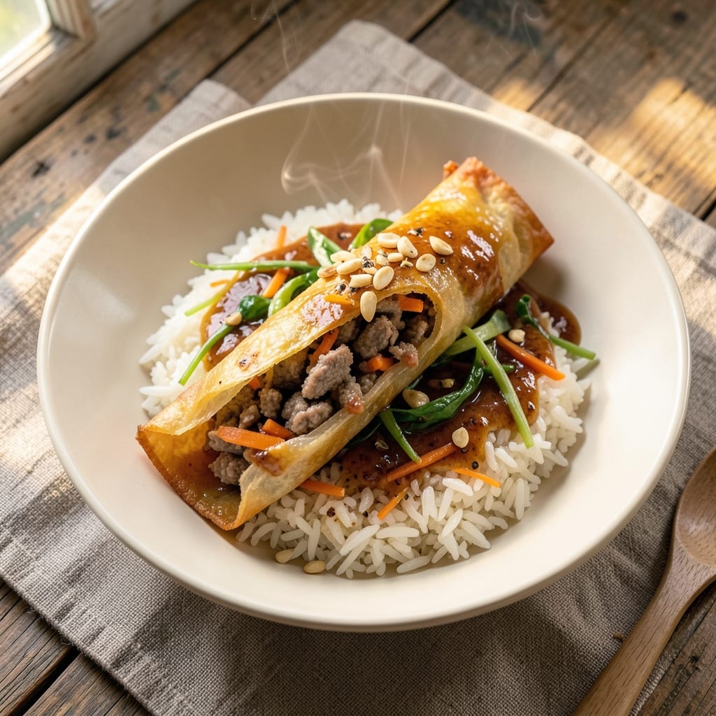 Chinese Egg Roll Bowl Recipe: Crispy Wonton Crunch Meets Silky Scrambled Eggs