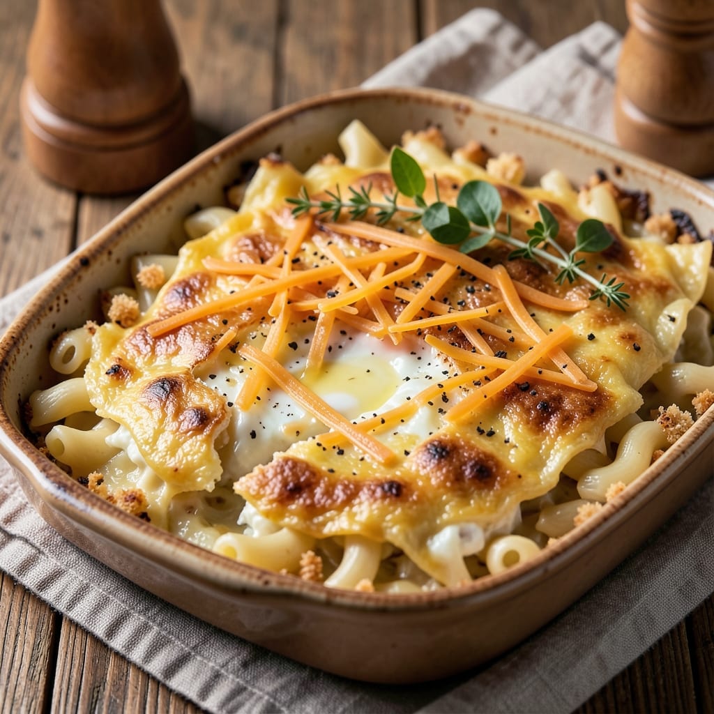 Egg and Macaroni Recipe: Breakfast Casserole With Crispy Top and Melty Cheese Rivers