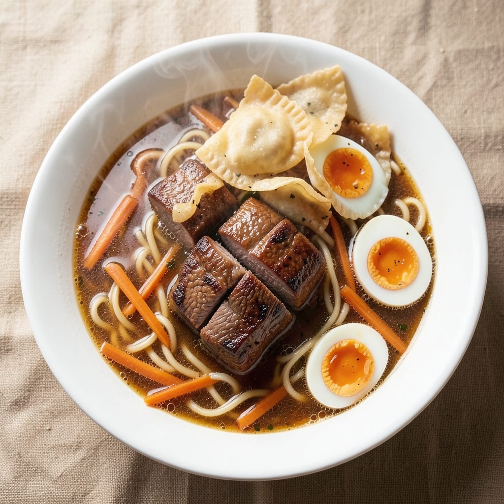 Beef Egg Noodle Soup Recipe: Wonton-Wrapped Comfort with Silky Egg Ribbons