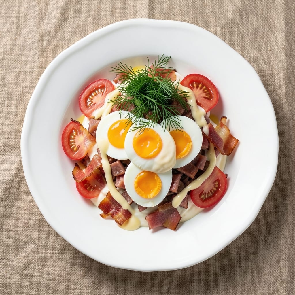 Deviled Ham and Egg Salad Recipe: Crispy Cubes and Creamy Yolk Harmony
