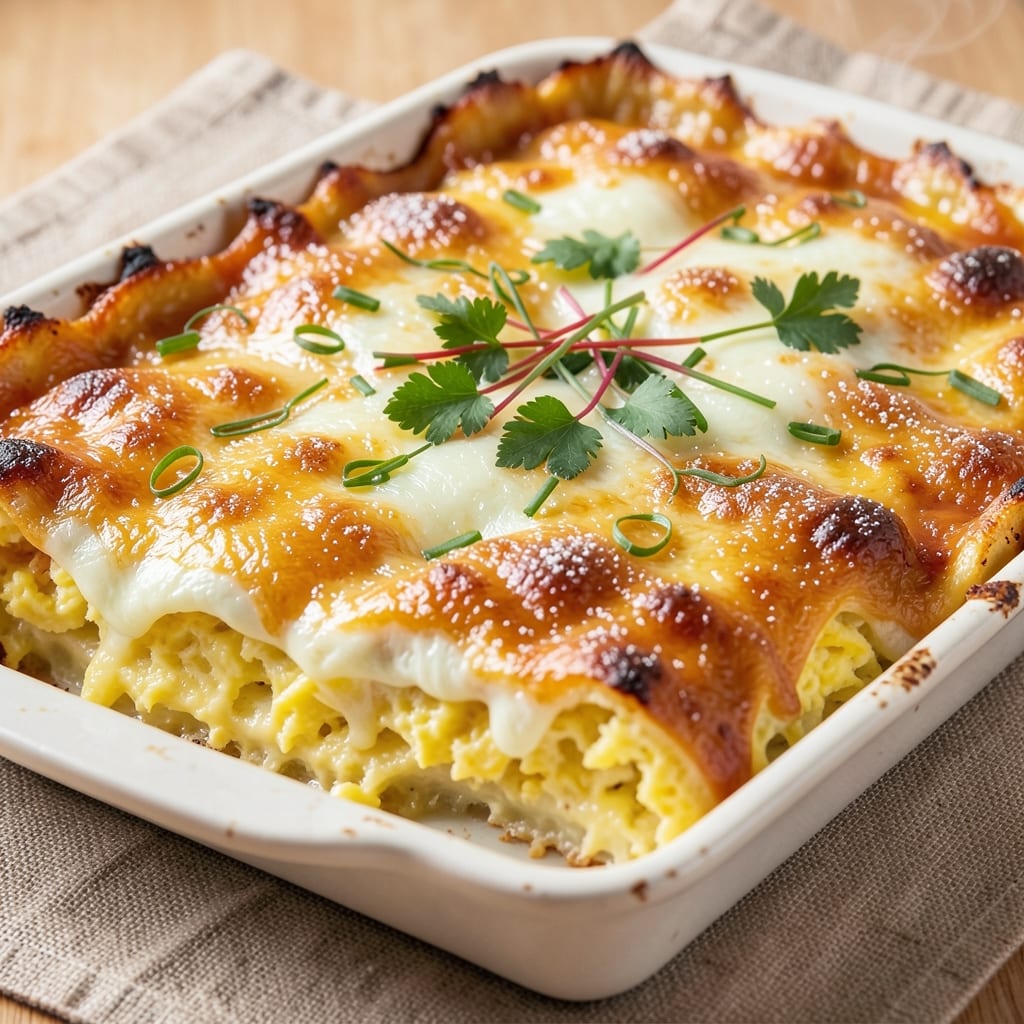 Brunch Egg Bake Recipe: Crispy Herb-Topped Yolk Magic