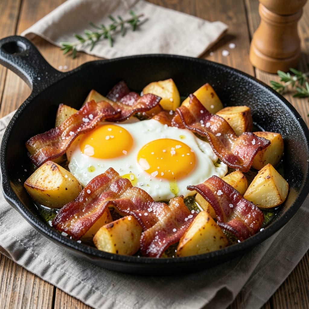 Bacon Egg Potato Skillet Recipe: Crispy Potatoes and Runny Yolk Magic