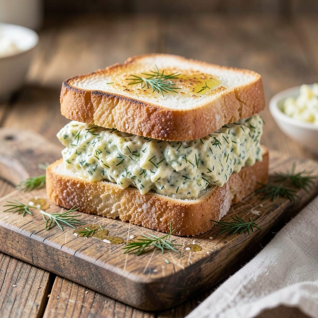 Dill Egg Salad Sandwich Recipe: Crispy Bread Framed Creamy Herb Bites