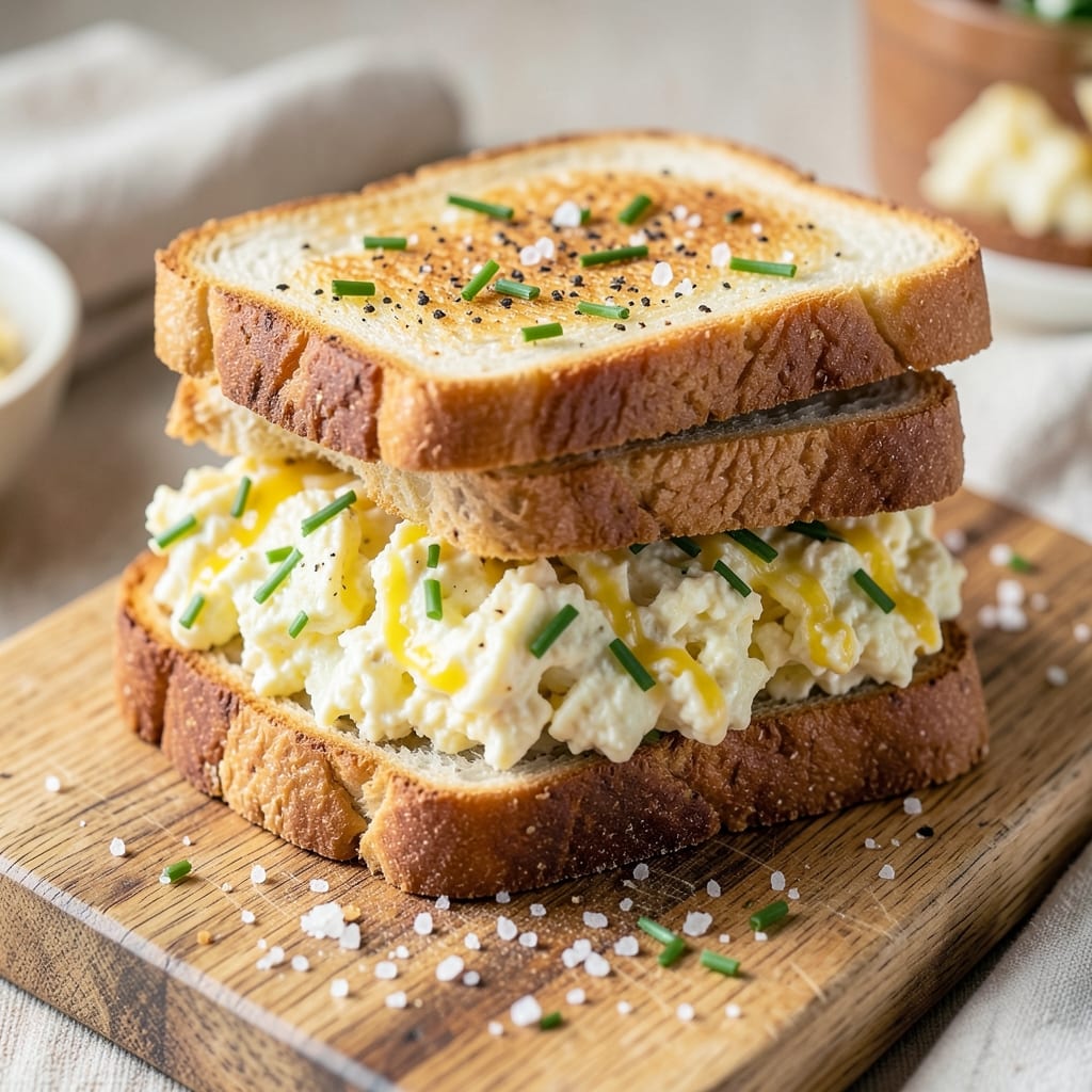 Breakfast Egg Salad Sandwiches Recipe: Crispy Bread Framed Creamy Yolk Magic