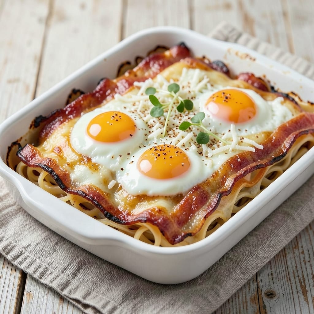 Bacon and Egg Lasagna Recipe: Crispy Top, Runny Yolk Layers Every Bite