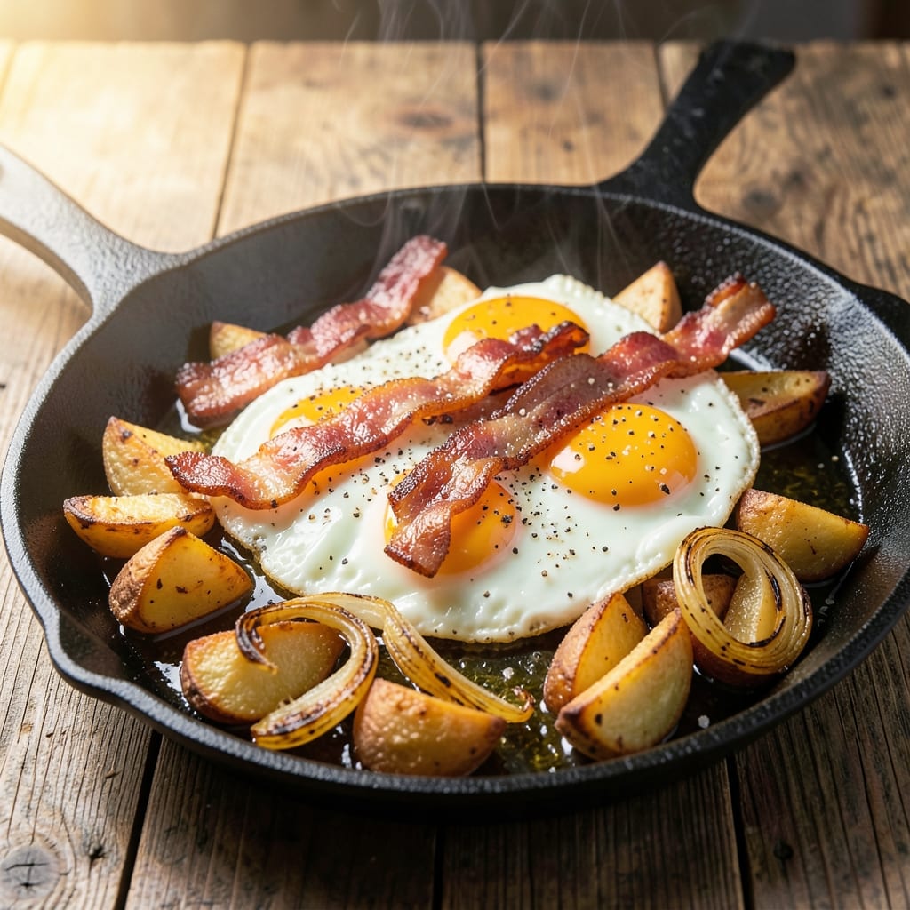 Bacon Egg Potato Recipe: Crispy Hash Browns With Smoky Bacon Bits